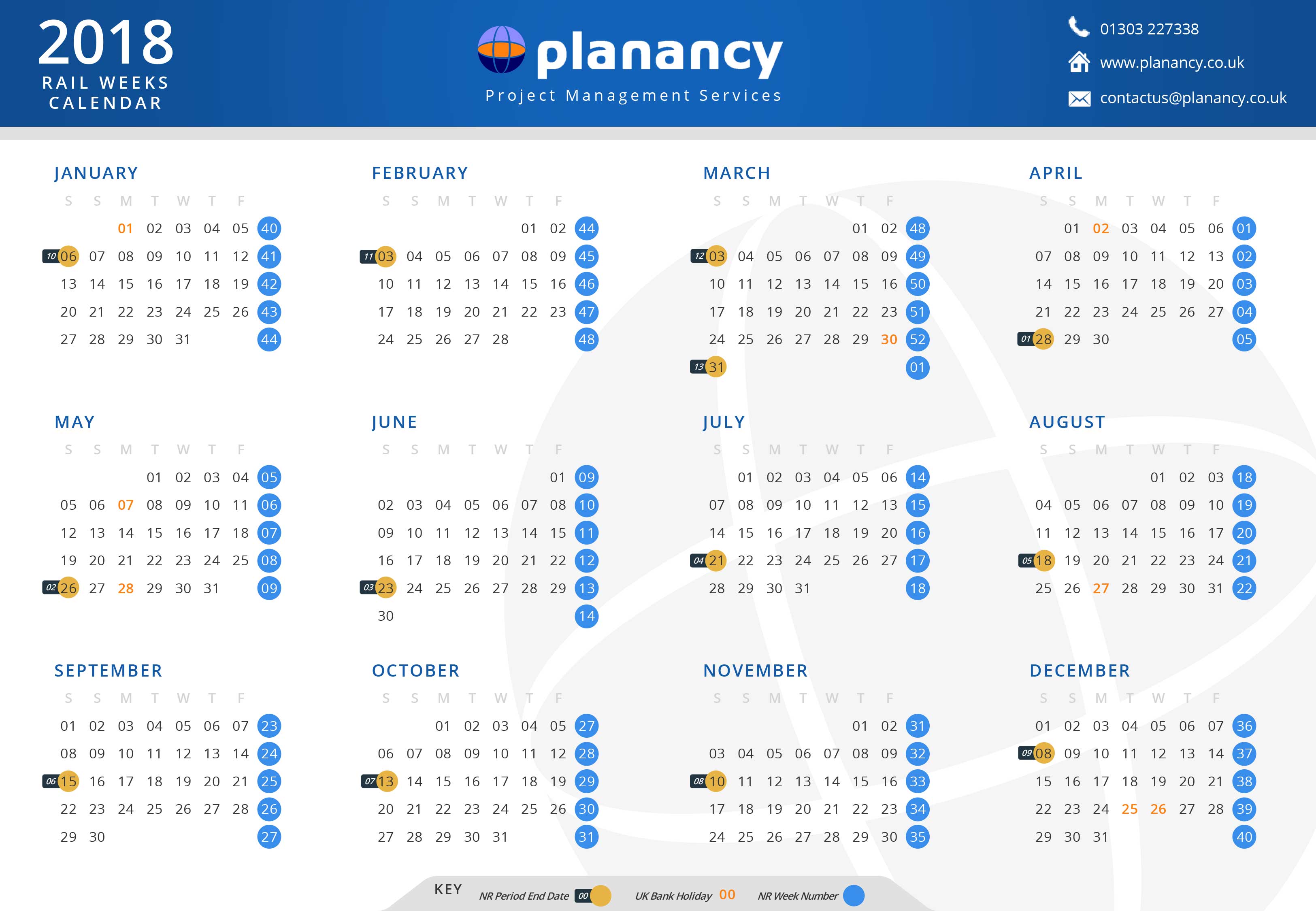 2018RailWeeksCalendar Planancy