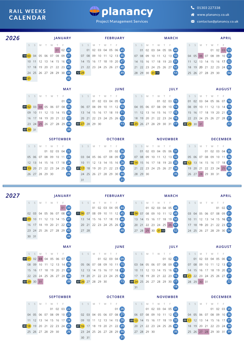 Network Rail Calendars Planancy
